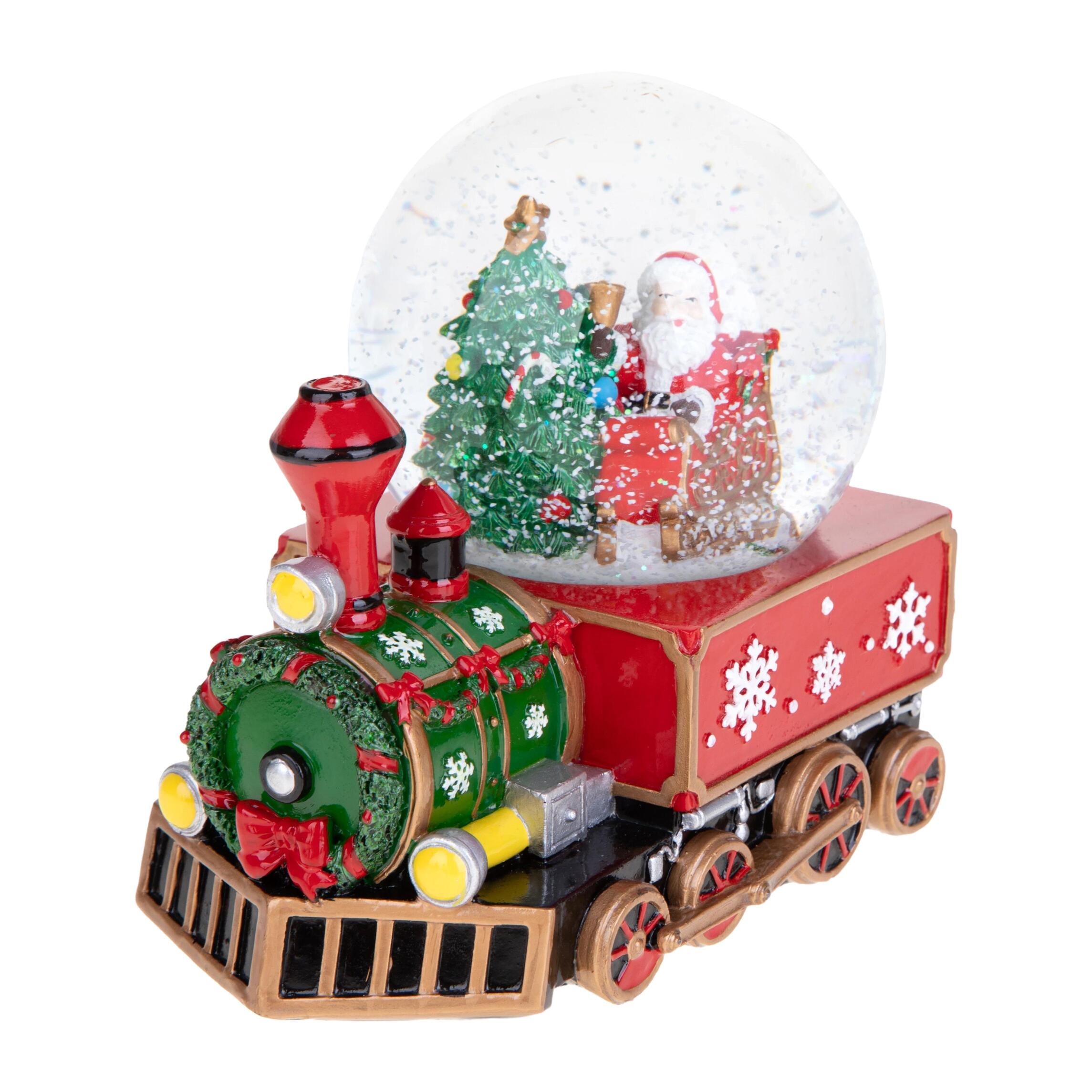 Locomotiva con Sfera 16 cm con B.Natale - Pezzi 1 - Colore Rosso - 16x15,3Hx11cm - Bianchi Dino