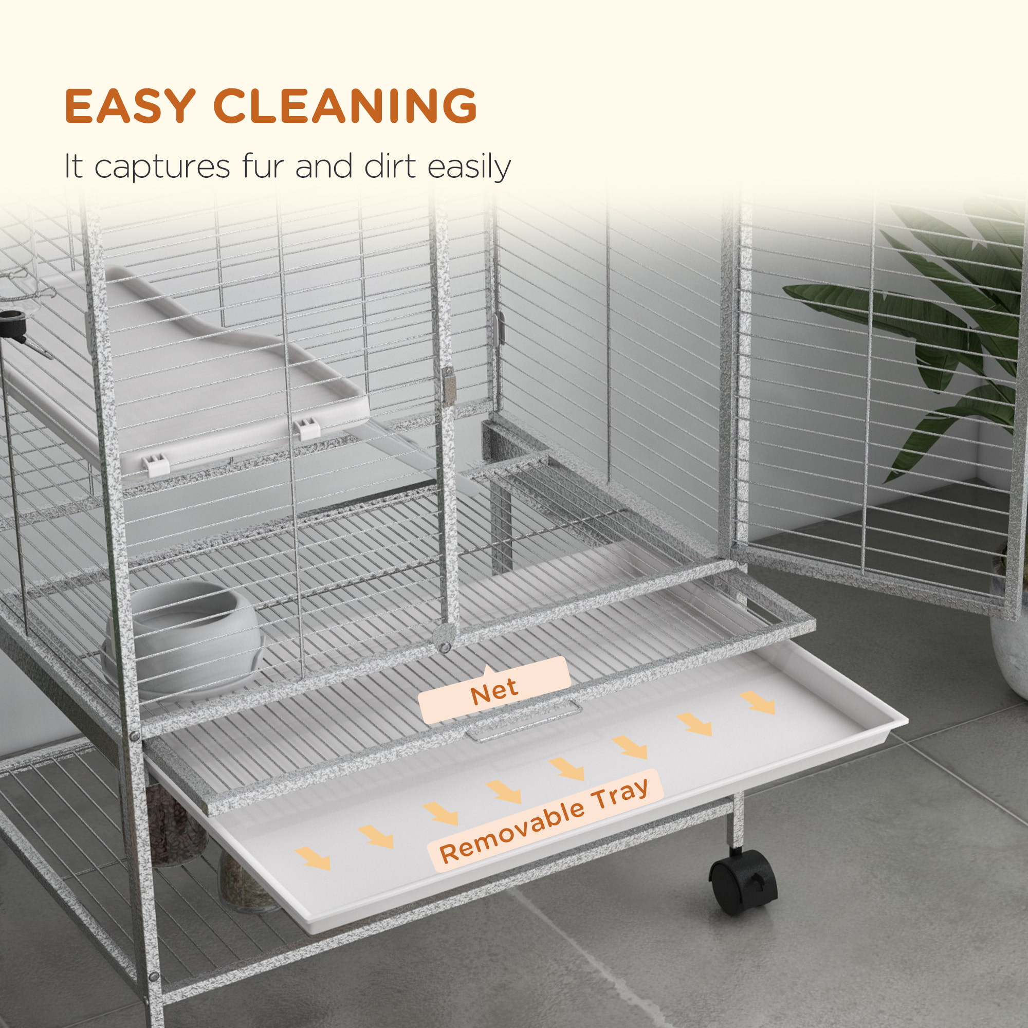 Cage pour rongeurs furet chinchilla plateforme rampe 2 portes biberon gamelle plateau étagère acier gris clair