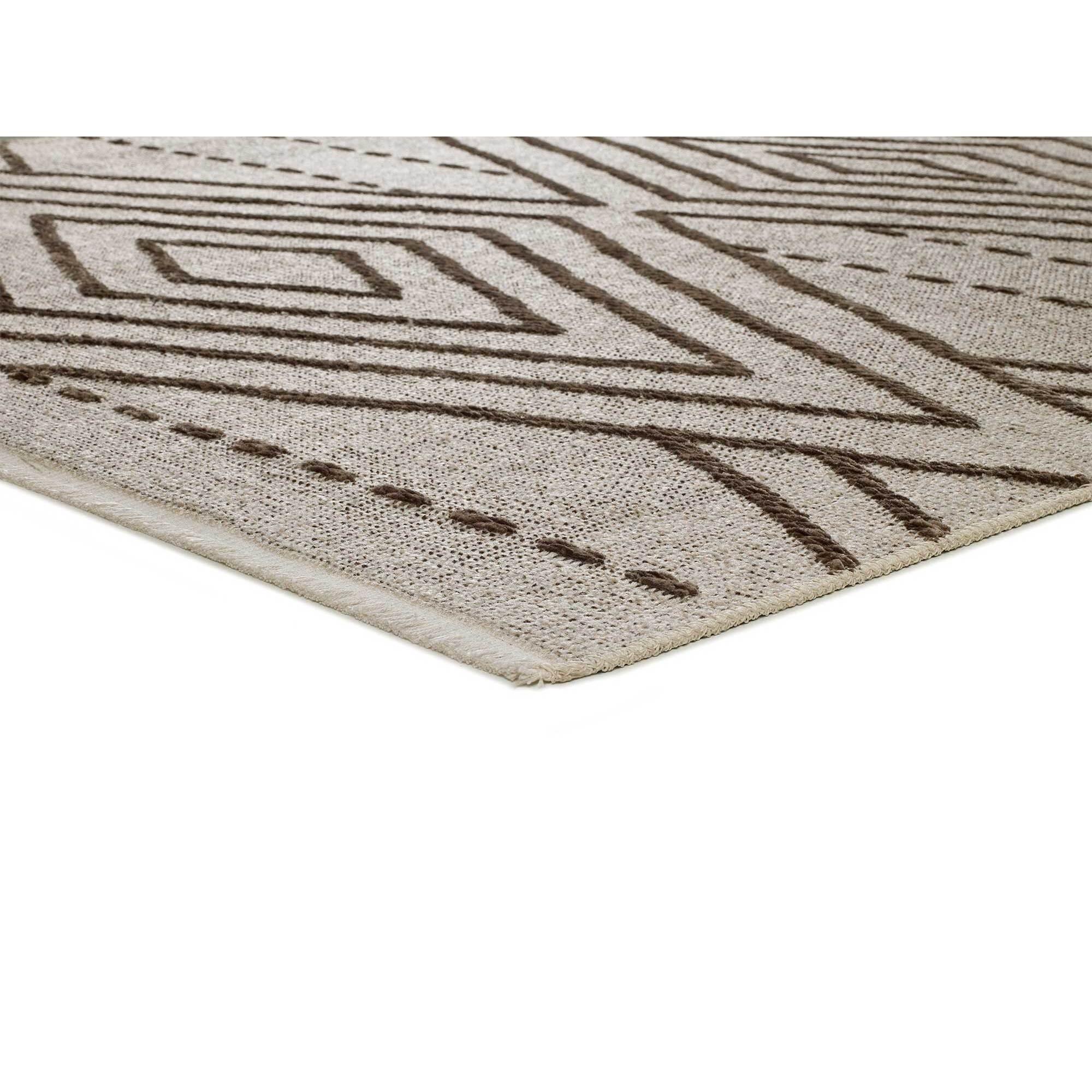 LUX Alfombra geométrica en estilo étnico en color marrón, varias medidas disponibles.