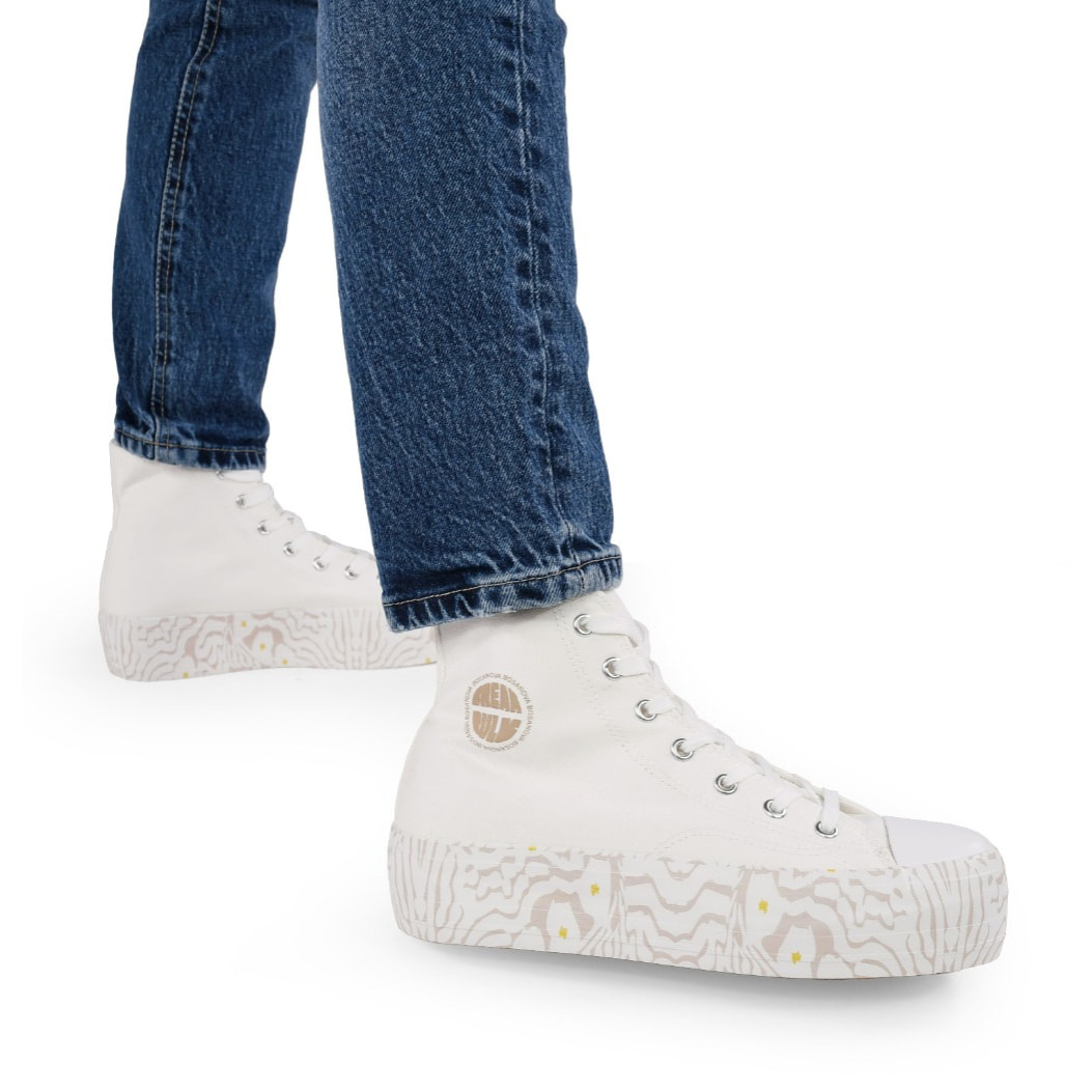 Zapatillas de tela altas blancas con plataforma