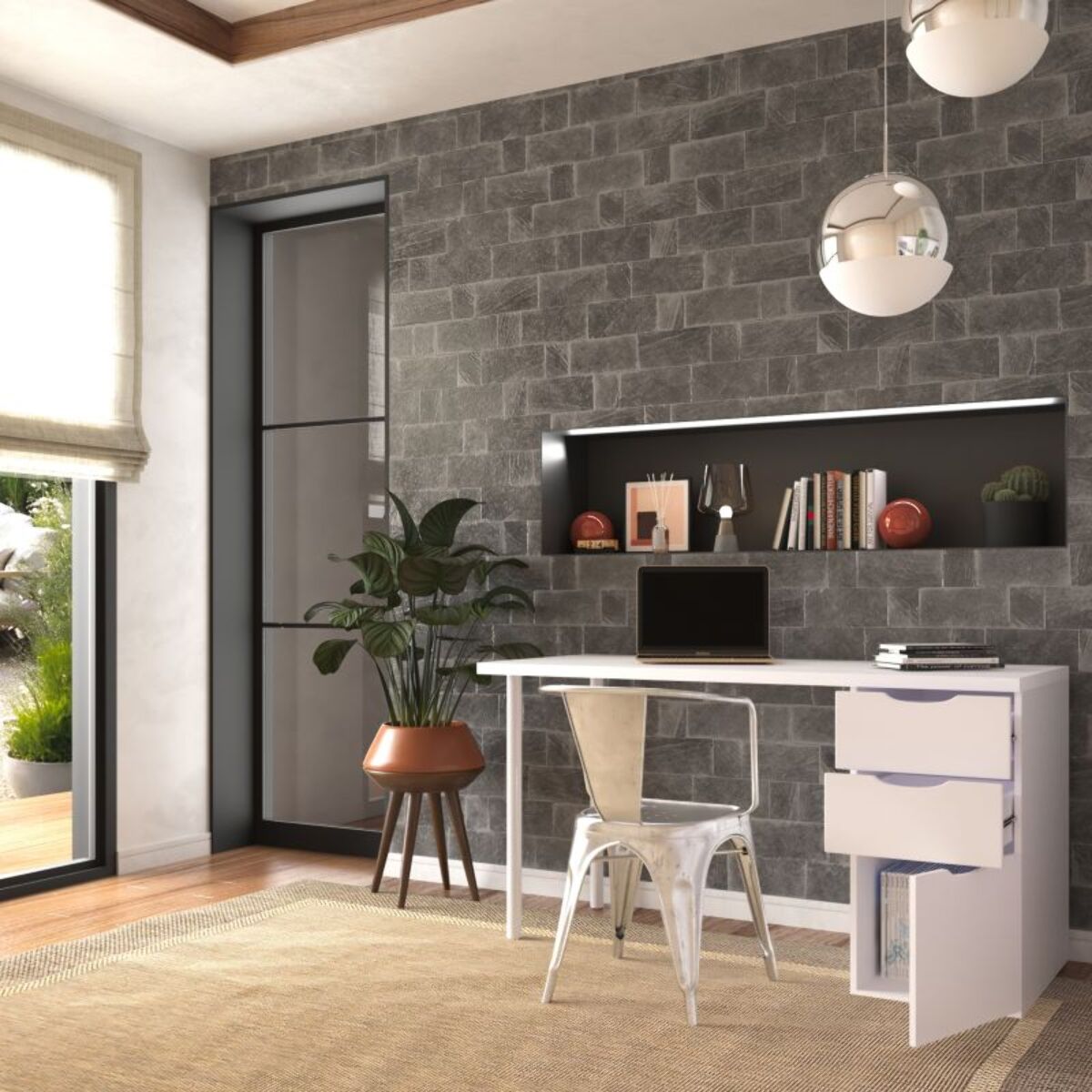 Mesa de escritorio Luma Blanco Artik (Blanco Mate)