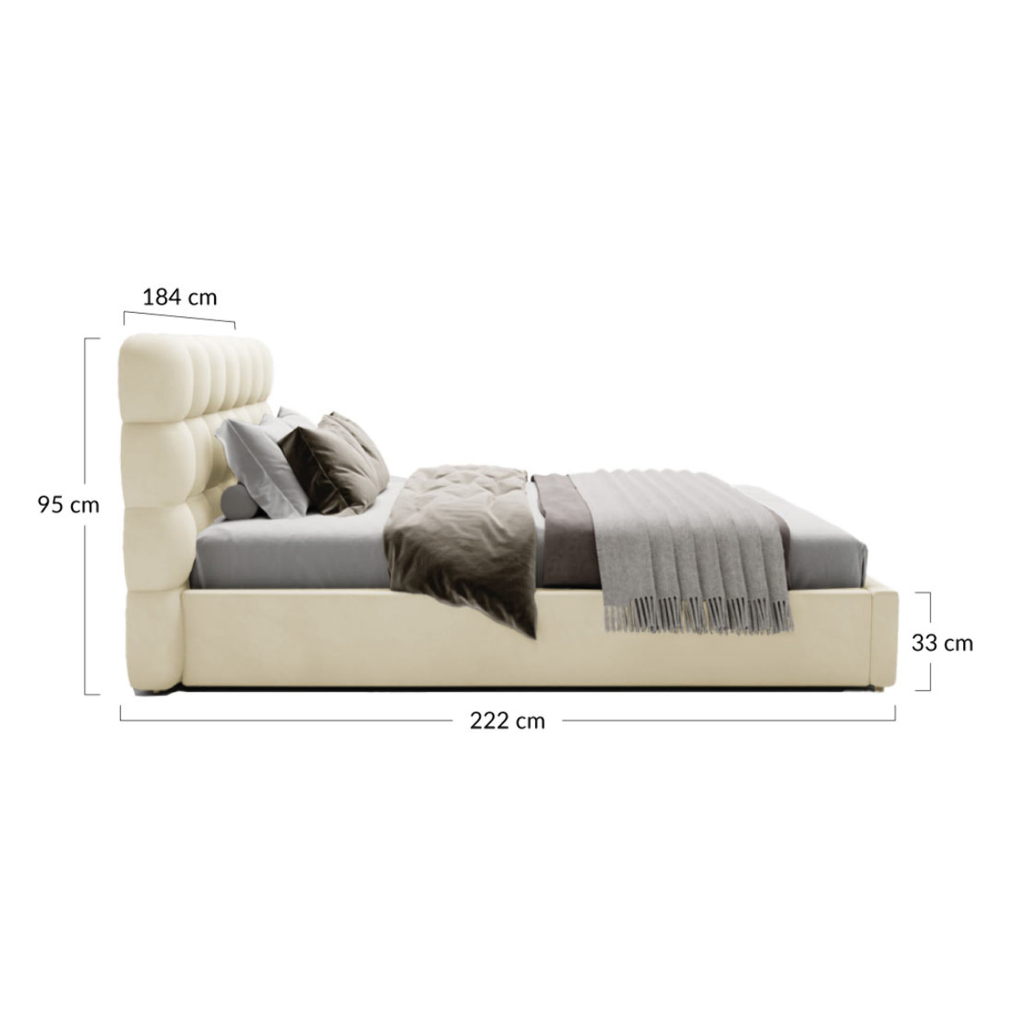 Lotus - lit coffre - 160x200 cm - sommier inclus - en velours - Beige