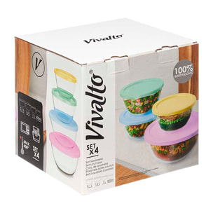 SET 4 CONTENITORI IN VETRO BOROSIL ROSSO 800/1000/1600/2100ML