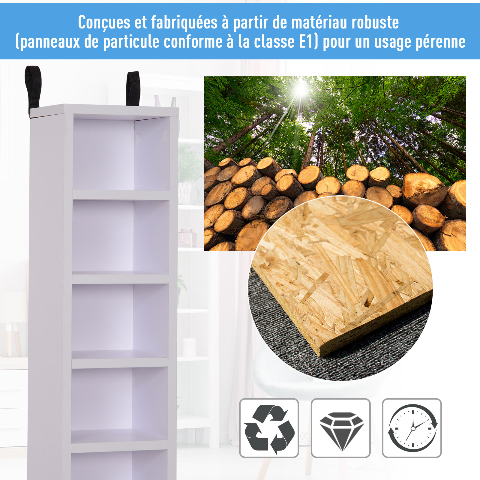 Lot de 2 étagères colonnes armoire de rangement CD-DVD 6 + 6 compartiments dim. 21L x 19l x 88H cm capacité max. 204 CD blanc