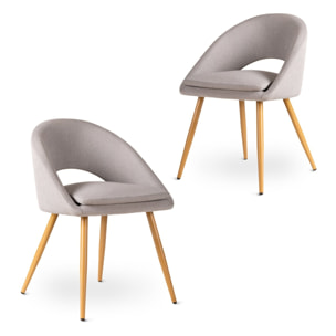 Pack 2 sillas gris para comedor o salón con reposabrazos y tapizadas