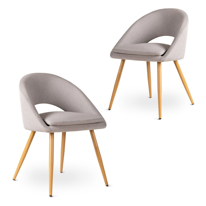Pack 2 sillas gris para comedor o salón con reposabrazos y tapizadas