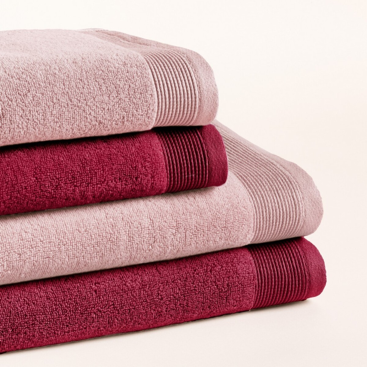 Lot de 4 serviettes Harmony rose baie bicolores - Zero Twist - 600 grammes