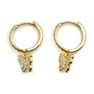 Pendientes con Circonita Brillante acabado oro 18k