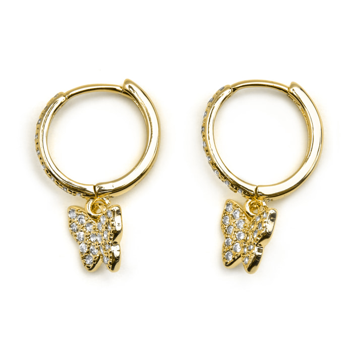 Pendientes con Circonita Brillante acabado oro 18k