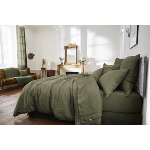 Coussin en lin lavé déhoussable 45 x 45 cm à pompons - 5 coloris - SOLINE