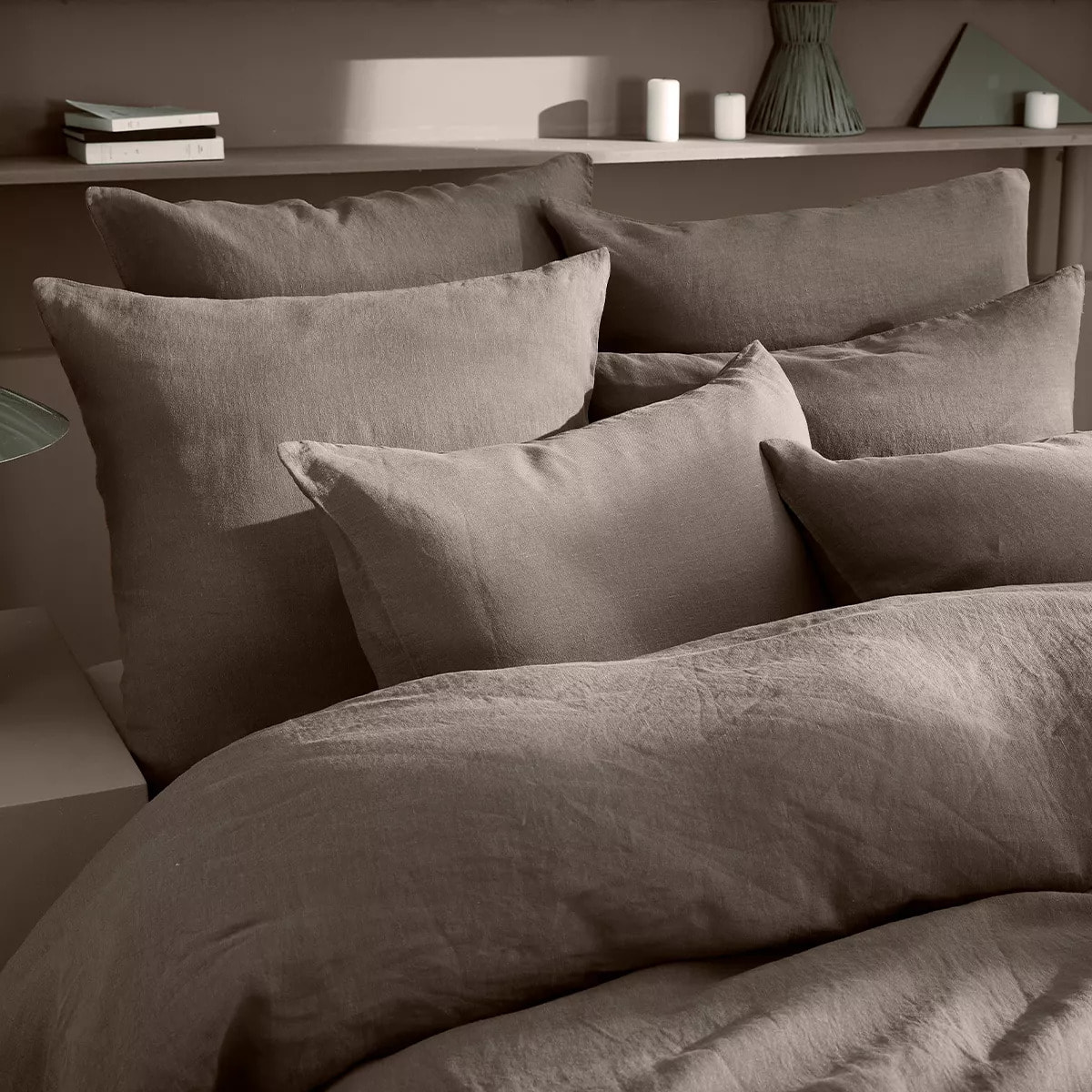 Housse de couette pur lin lavé 165 g/m² uni marron Le lin lave ebene