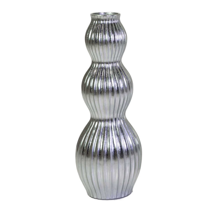 Portavaso in resina argento cm ø32h93