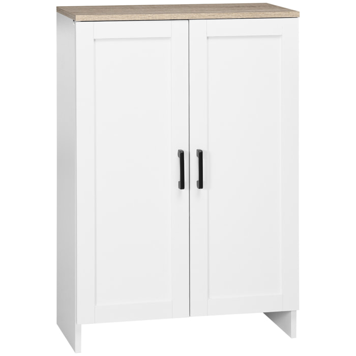 Buffet 2 portes 2 étagères bahut dim. 60 x 30 x 90 cm blanc effet bois clair