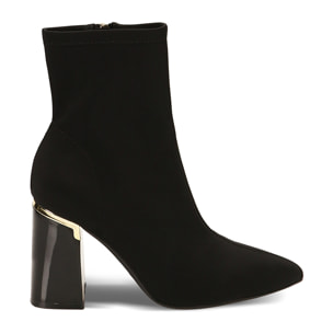 Botines de tela negros tacón 9,5 cm