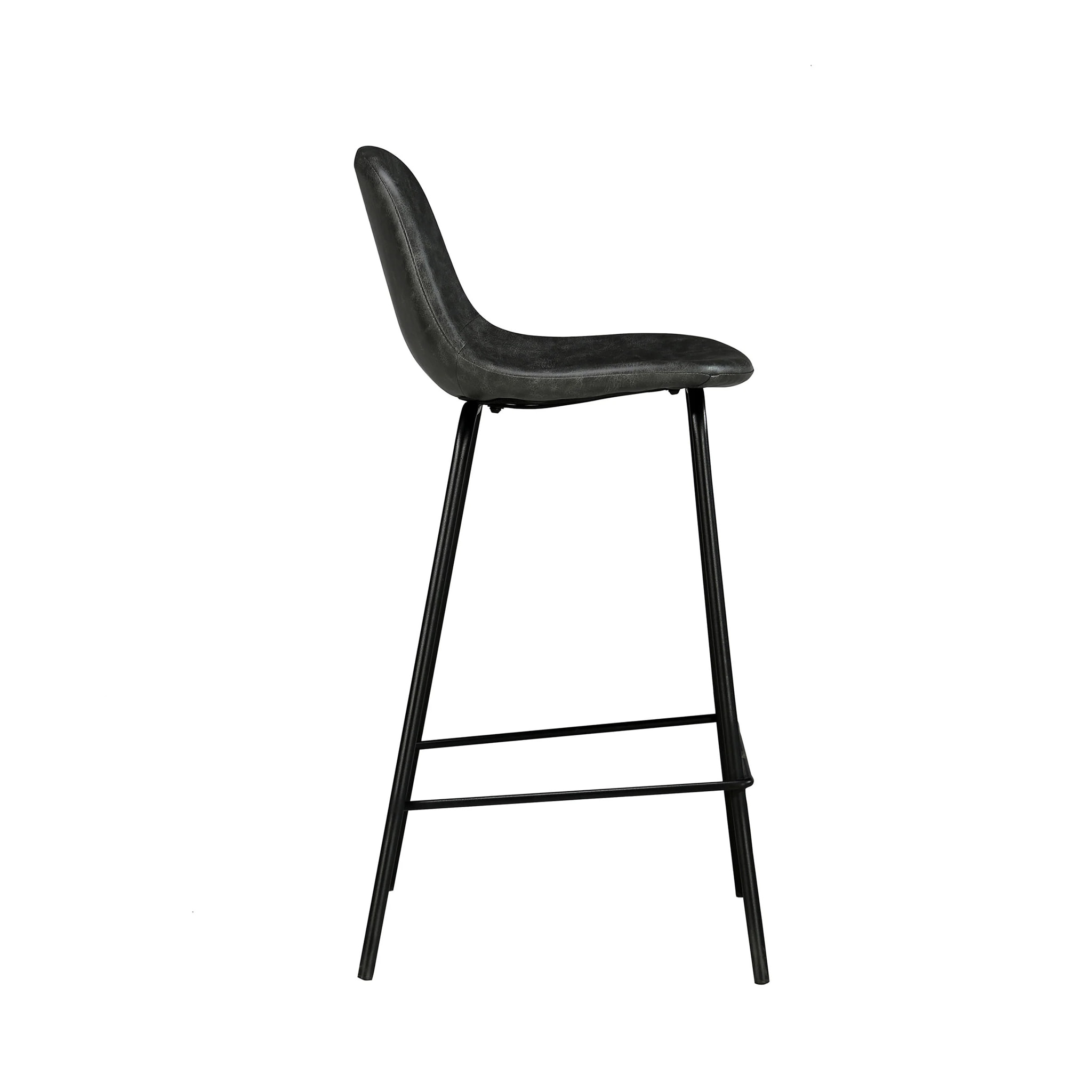 Chaise pour îlot central 65 cm en cuir synthétique gris/noir - Henrik