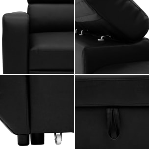 Canapé d'angle convertible WARREN 3 places simili noir