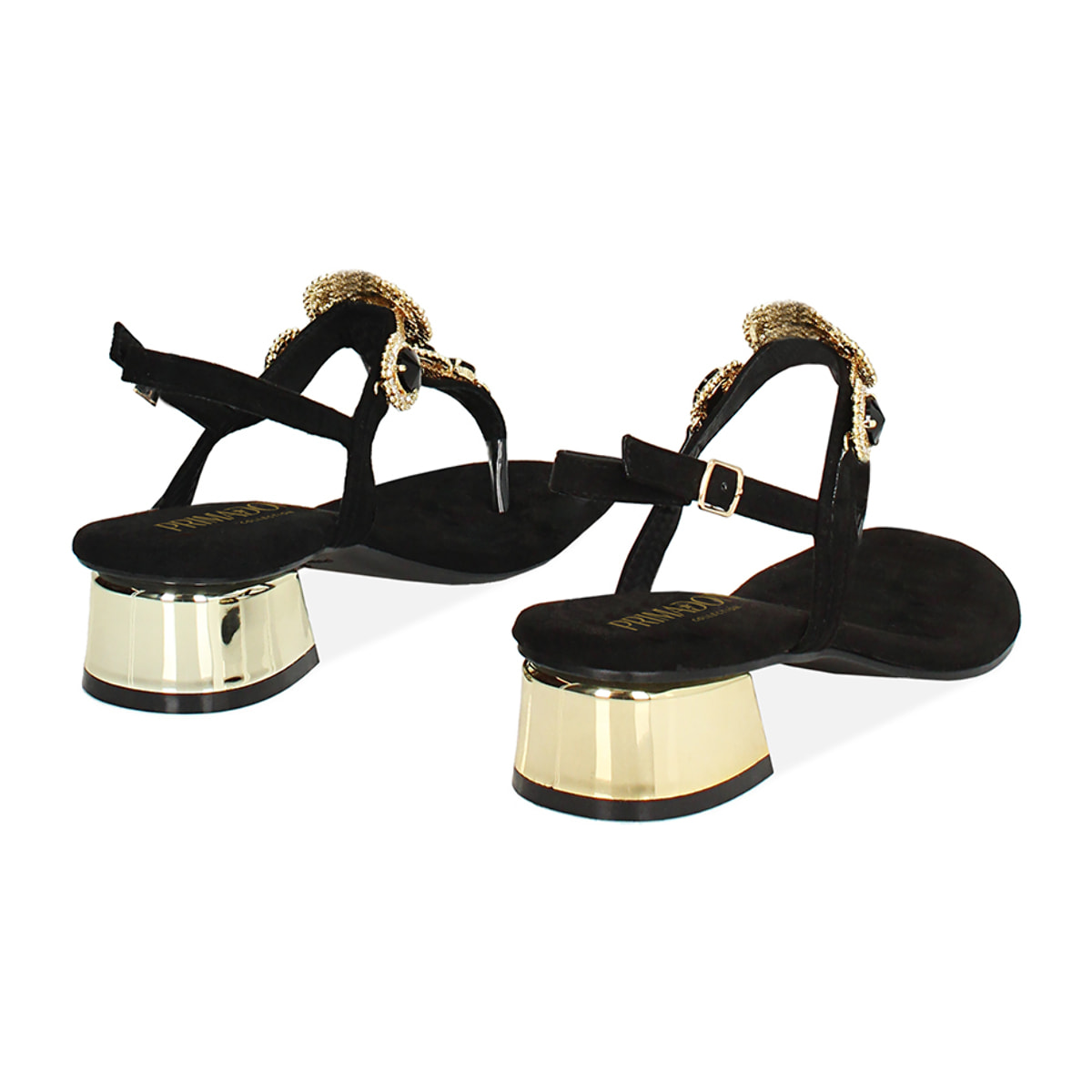 Sandalo con tacco basso donna nero