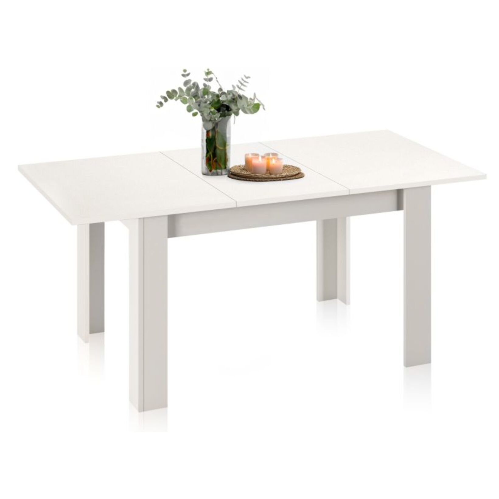 Mesa de comedor extensible Danna Blanco Brillo