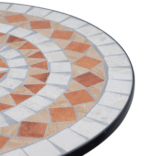 Mesa de Jardín Mesa Mosaico Cerámica y Redonda Mesita de Café Terraza 60x71cm