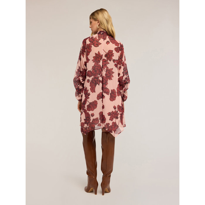 Motivi - Vestido floral en crepé - Rosa cipria