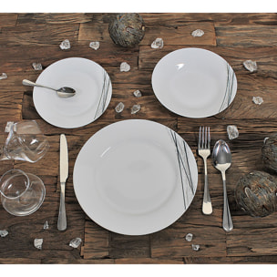 Service de table 36 pièces en porcelaine blanche CARBONE