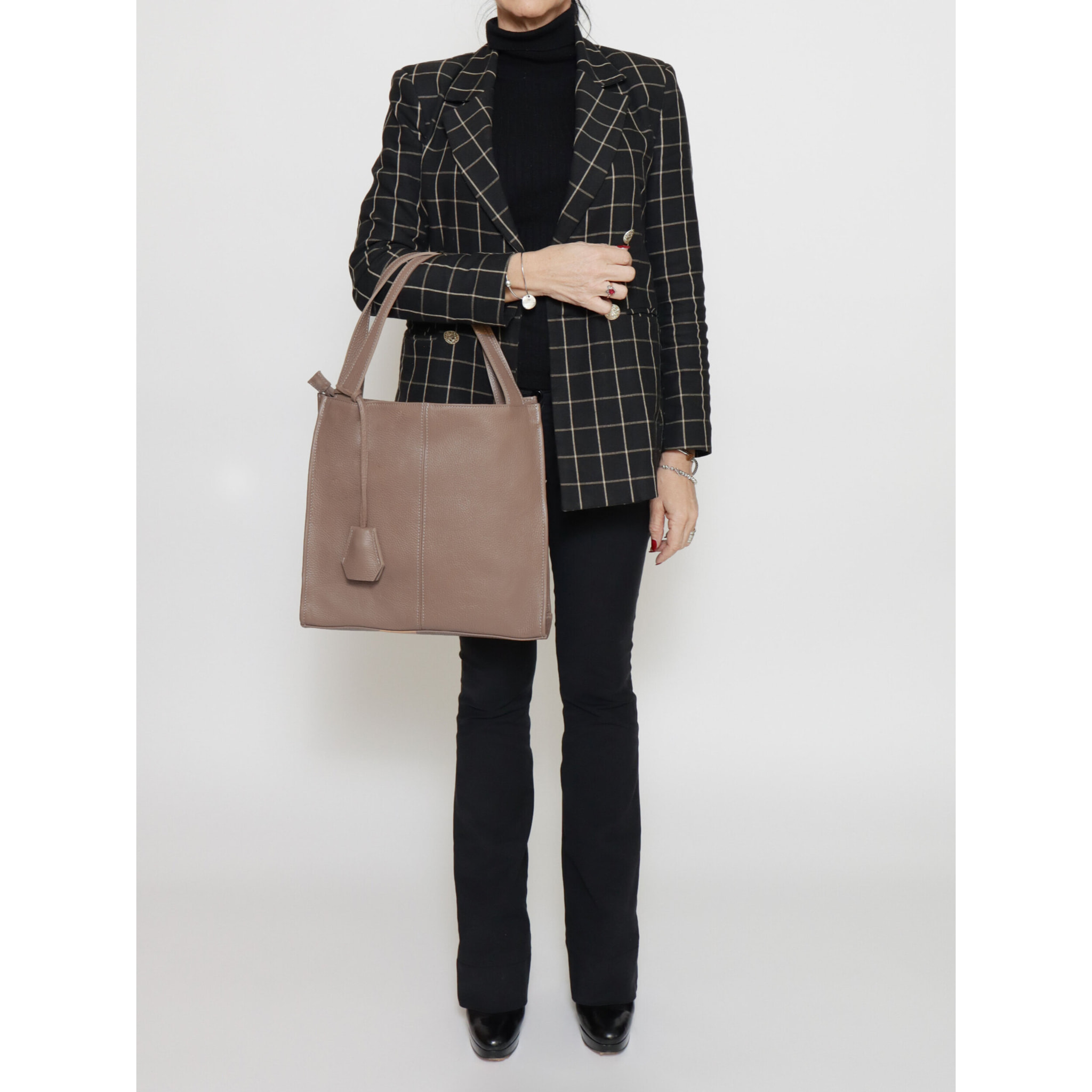 Borsa a spalla  da donna In Vera pelle Made in Italy 34x32x11 cm