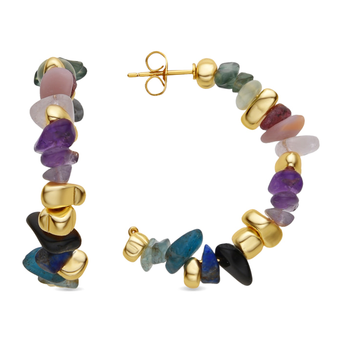 Pendientes de Fluorita acabados en oro amarillo de 18k