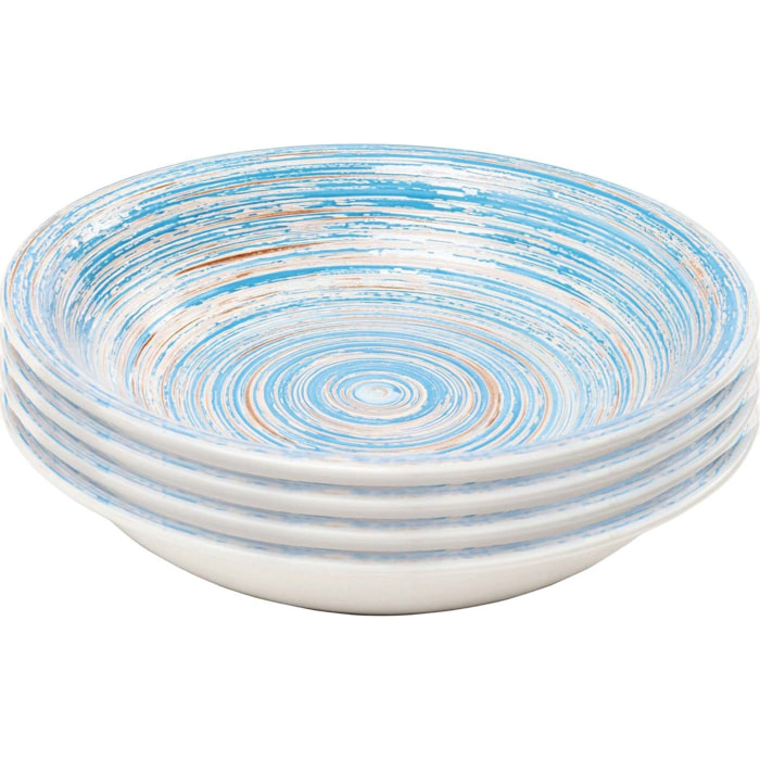 Assiettes creuses Swirl Blue 21cm set de 4 Kare Design