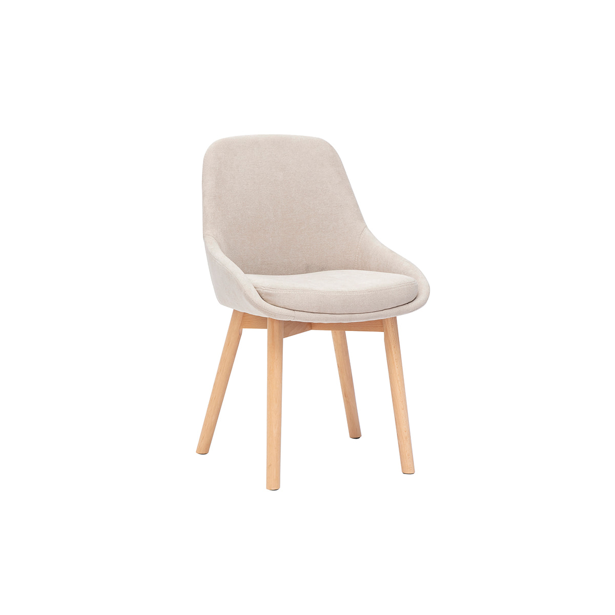 Chaises scandinaves en tissu effet velours beige et bois clair massif (lot de 2) HOLO
