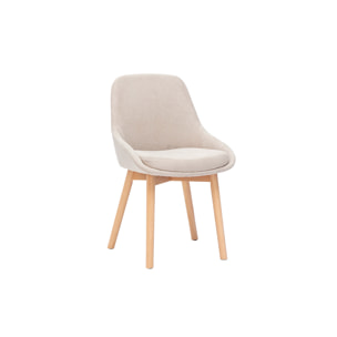 Chaises scandinaves en tissu effet velours beige et bois clair massif (lot de 2) HOLO