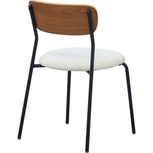 Lot de 2 chaises en bois et velours côtelé - LEYA