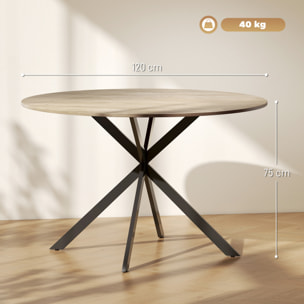 Mesa de Comedor Redonda para 4 Personas Mesa de Cocina Industrial con Estructura de Acero Ø120x75 cm Marrón Oscuro