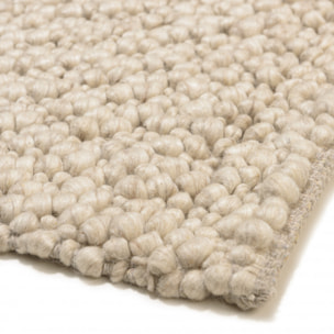 QUENTIN - Tapis rectangulaire 200x290cm en laine bouclée couleur beige