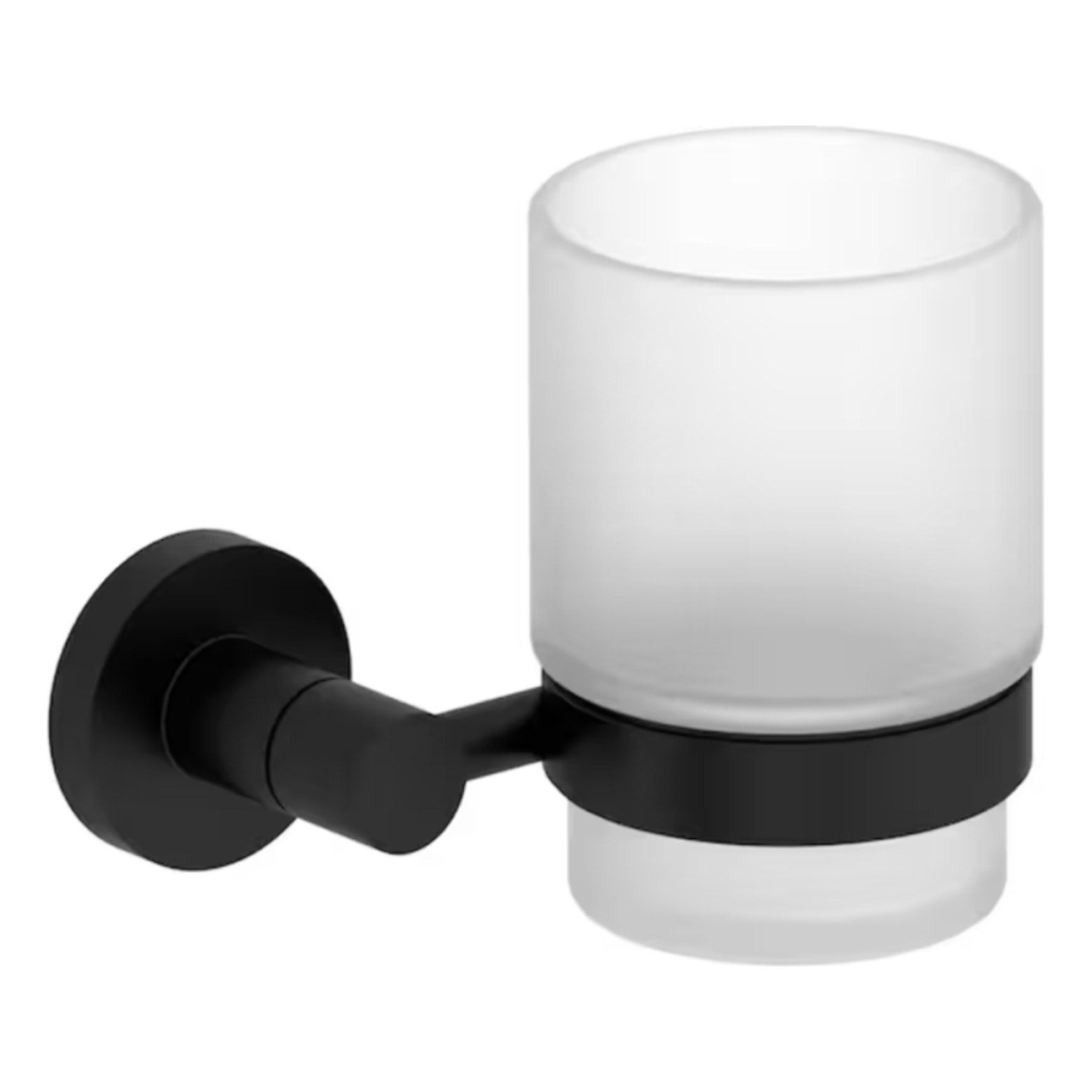 Porte-gobelet + verre Eo Classique Forme circulaire Noir mat