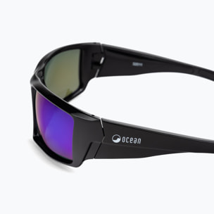 Gafas de deportes acuáticos OCEAN ARUBA - Negro brillante / Revo azul