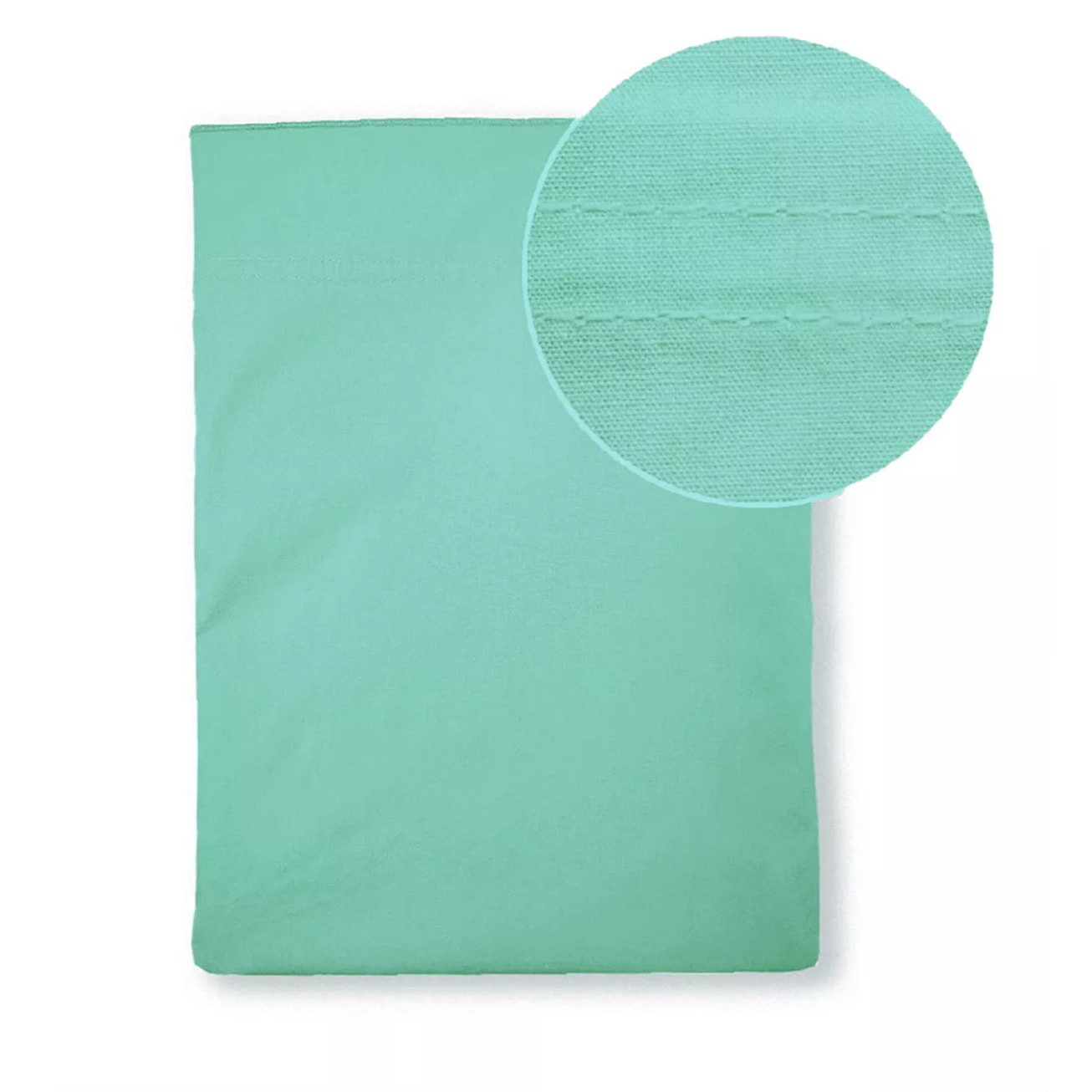 Drap plat percale de coton uni bleu La percale bleu aqua