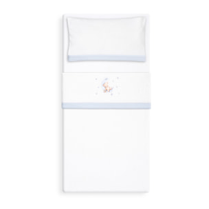 Triptico Minicuna Coralina Estampado Oso Luna Estrellas Bco/Azul