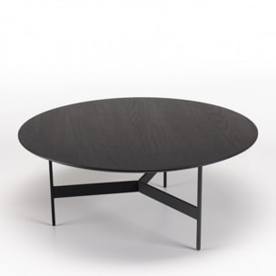 DALY - Table basse ronde noire 78x78cm piètement métal