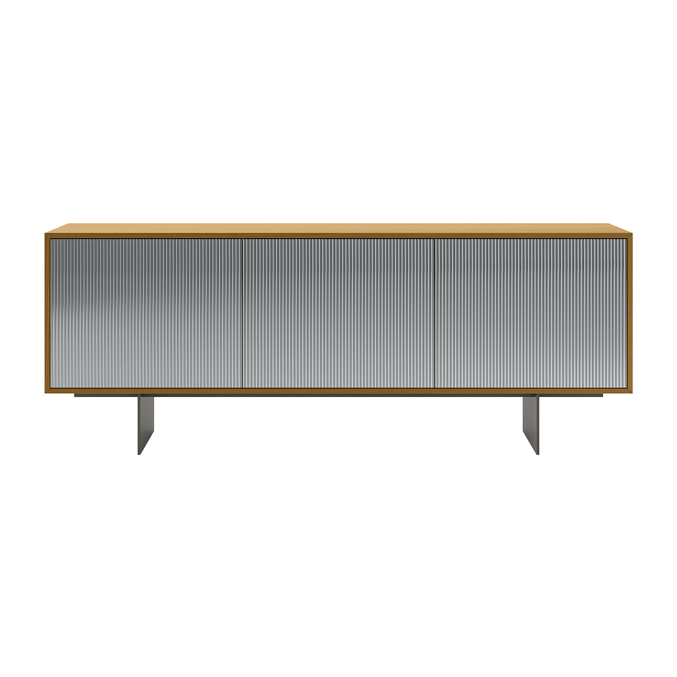 MADIA VESIRA CANNETE 3 ANTE - STRUTTURA ROVERE NATURALE, GRIGIO CARBONE, ANTA SPECCHIO FUME