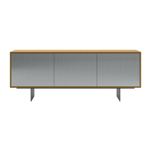 MADIA VESIRA CANNETE 3 ANTE - STRUTTURA ROVERE NATURALE, GRIGIO CARBONE, ANTA SPECCHIO FUME