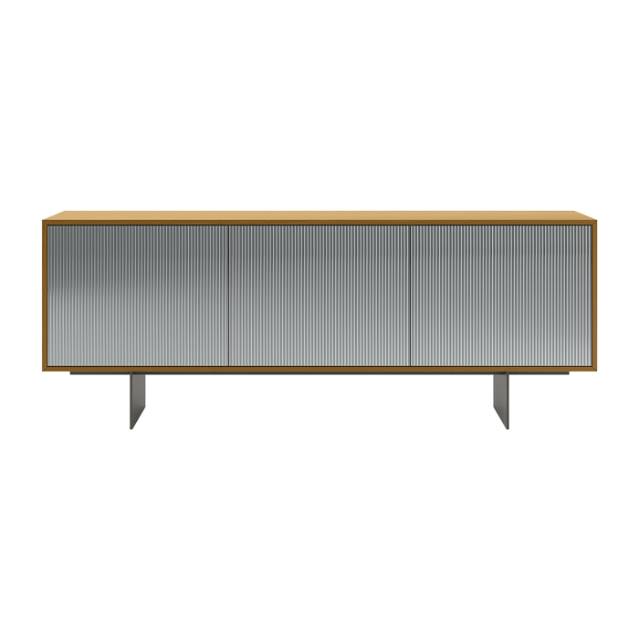 MADIA VESIRA CANNETE 3 ANTE - STRUTTURA ROVERE NATURALE, GRIGIO CARBONE, ANTA SPECCHIO FUME