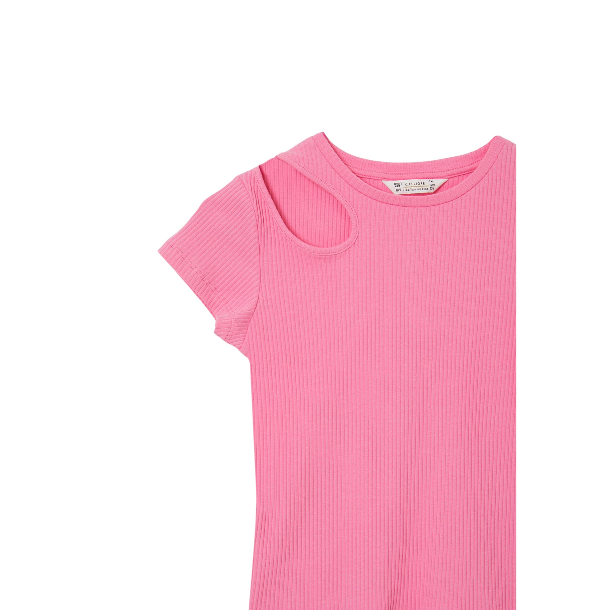 T-shirt a costina con cut out