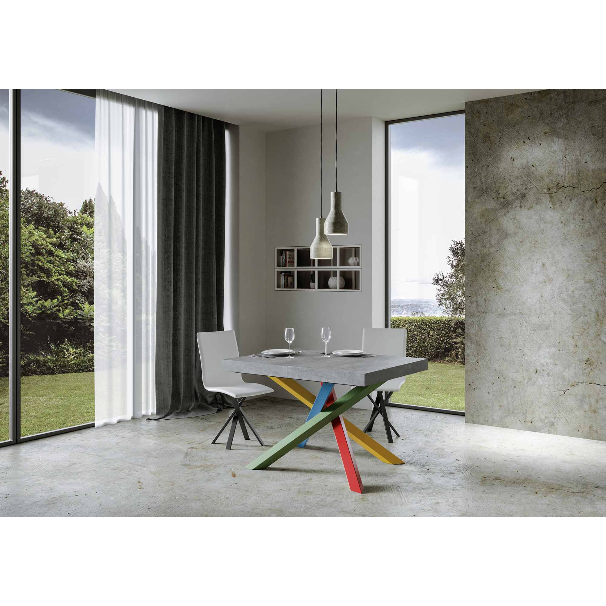 Mesa extensible 90x130/234 cm Volantis Premium Cemento estructura multicolor 4/B