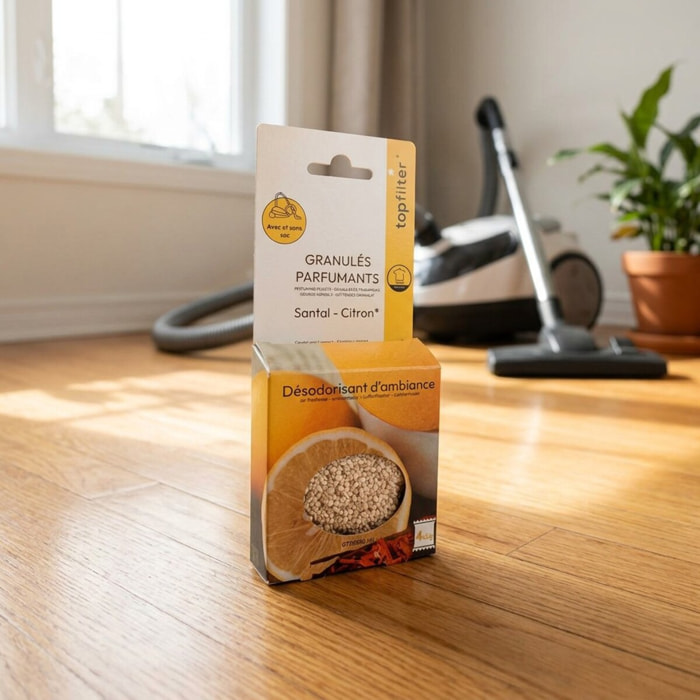 4 Sachets de granulés parfumés pour aspirateur senteur santal citron TopFilter