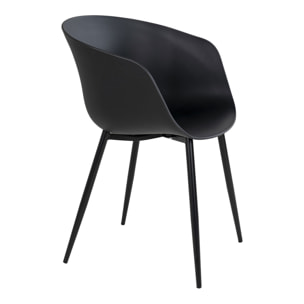Set 2 sedie da pranzo Roda nera con struttura in metallo nero