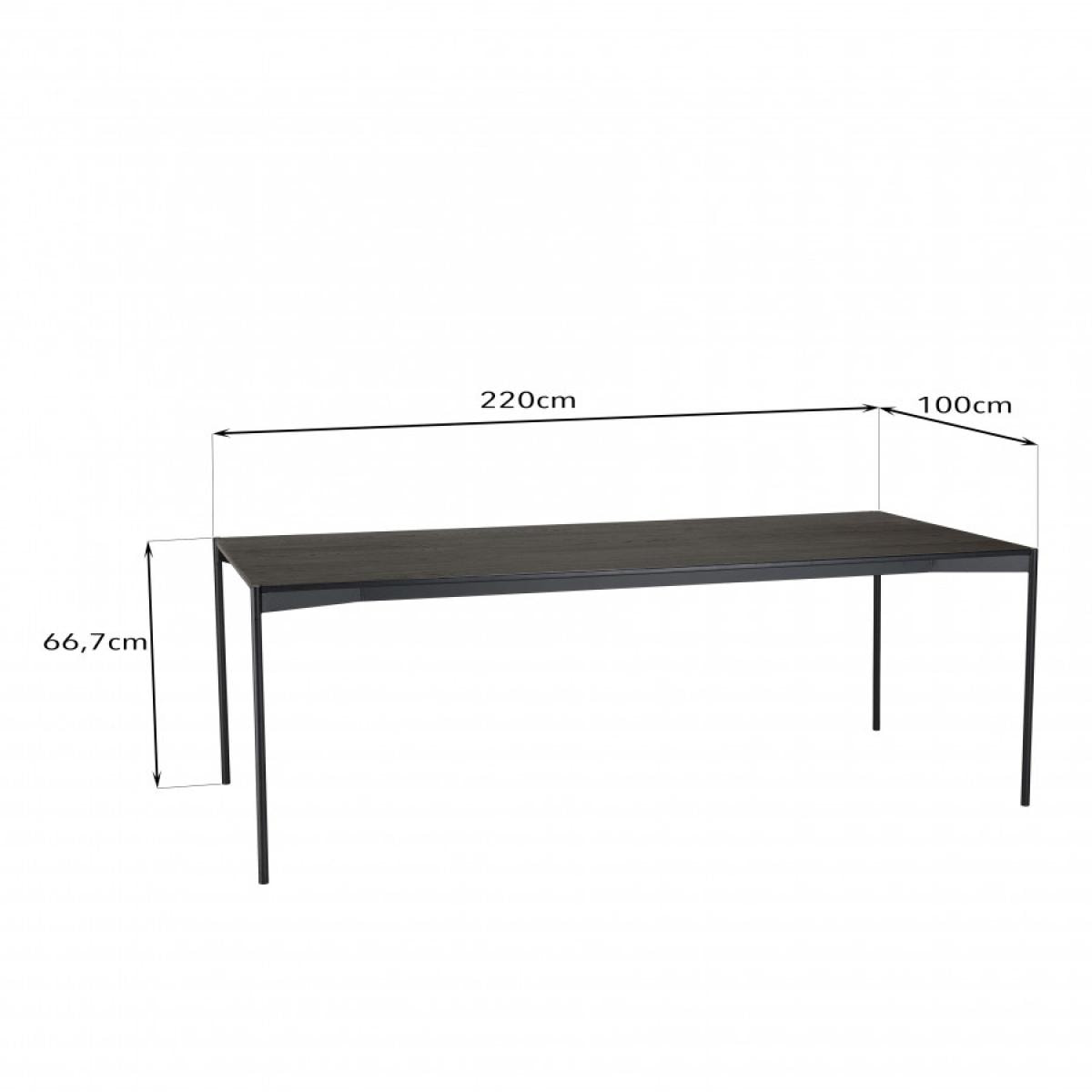 DALY - Table à manger rectangulaire noire 220x100cm piètement métal
