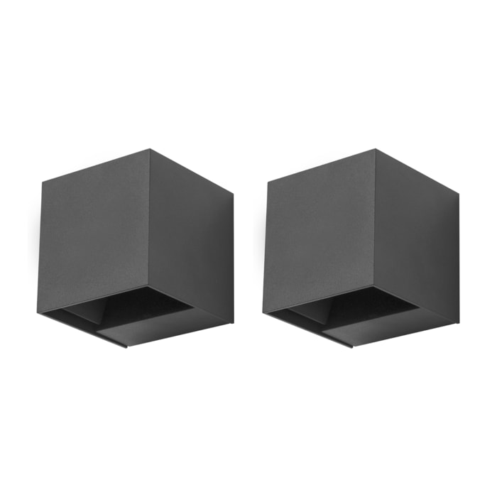 FORLIGHT REX (2uds) Aplique Exterior LED con Haz de Luz Modulable IP54 Luz LED Blanco Neutro 4000K 5.2W y 350lm Gris Urbano