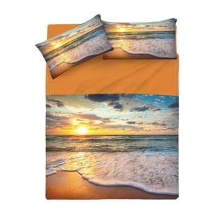 INTRECCI Completo Lenzuola Singolo in Cotone, Stampa Alta Qualità, Lenzuolo Sotto + Lenzuolo Sopra + 1 Federa, Comfort, Morbidezza, per Pelli Sensibili, non Stringe in Lavatrice. Fantasia: Sunrise