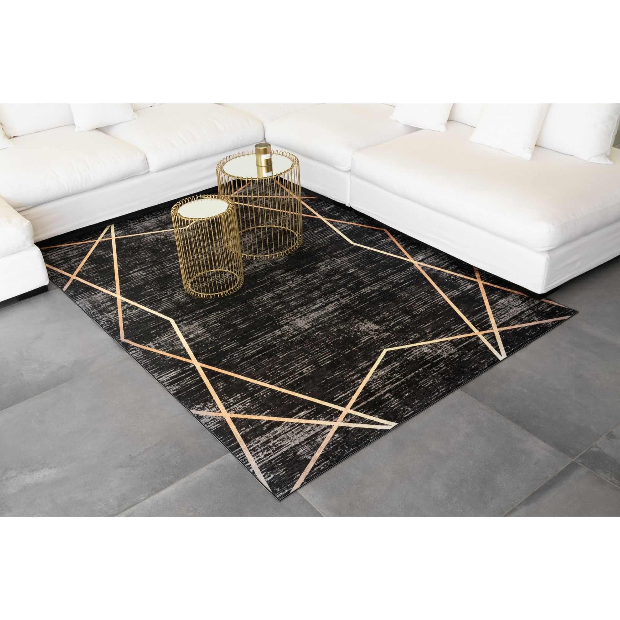 Stampa - tapis de salon lavable à motif, noir