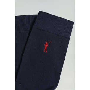 Pack hombre de tres pares de calcetines azul marino con logo Rigby Go
